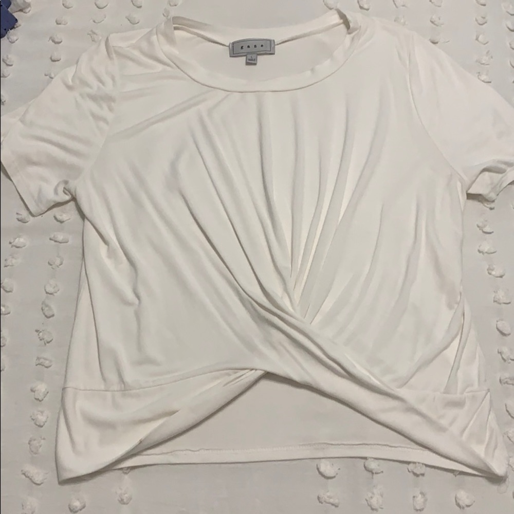 Super soft off white cotton twist crop shirt